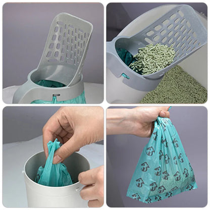 Large Capacity Cat Litter Scooper With Built In Poop Bags Pet Cleaning Tool