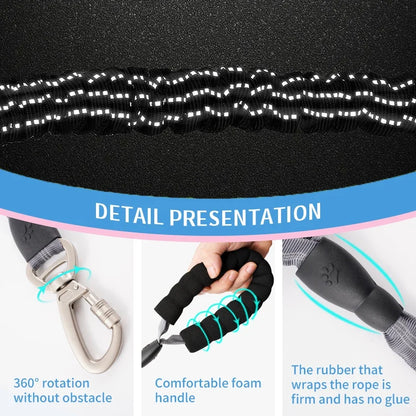 Elastic Reflective Dog Leash With Padded Handle For Medium Dogs And Cats Daily Walking