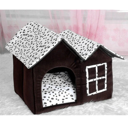 Warm Foldable Thick Cotton Dog House Soft Comfort Puppy Bed With Removable Cushion