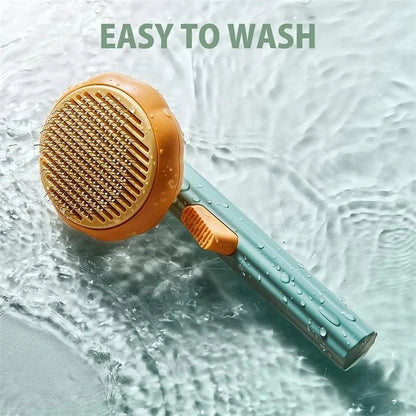 Self Cleaning Pumpkin Slicker Brush Pet Grooming Comb For Shedding And Massage