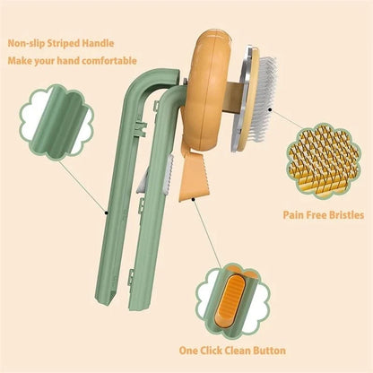 Self Cleaning Pumpkin Slicker Brush Pet Grooming Comb For Shedding And Massage