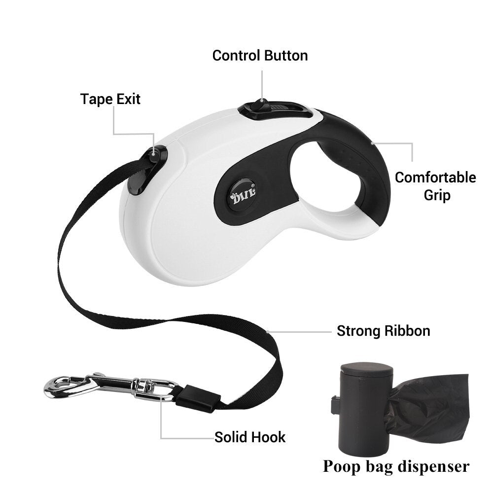 5M Automatic Retractable Nylon Dog Leash Outdoor Walking Pet Lead Rope