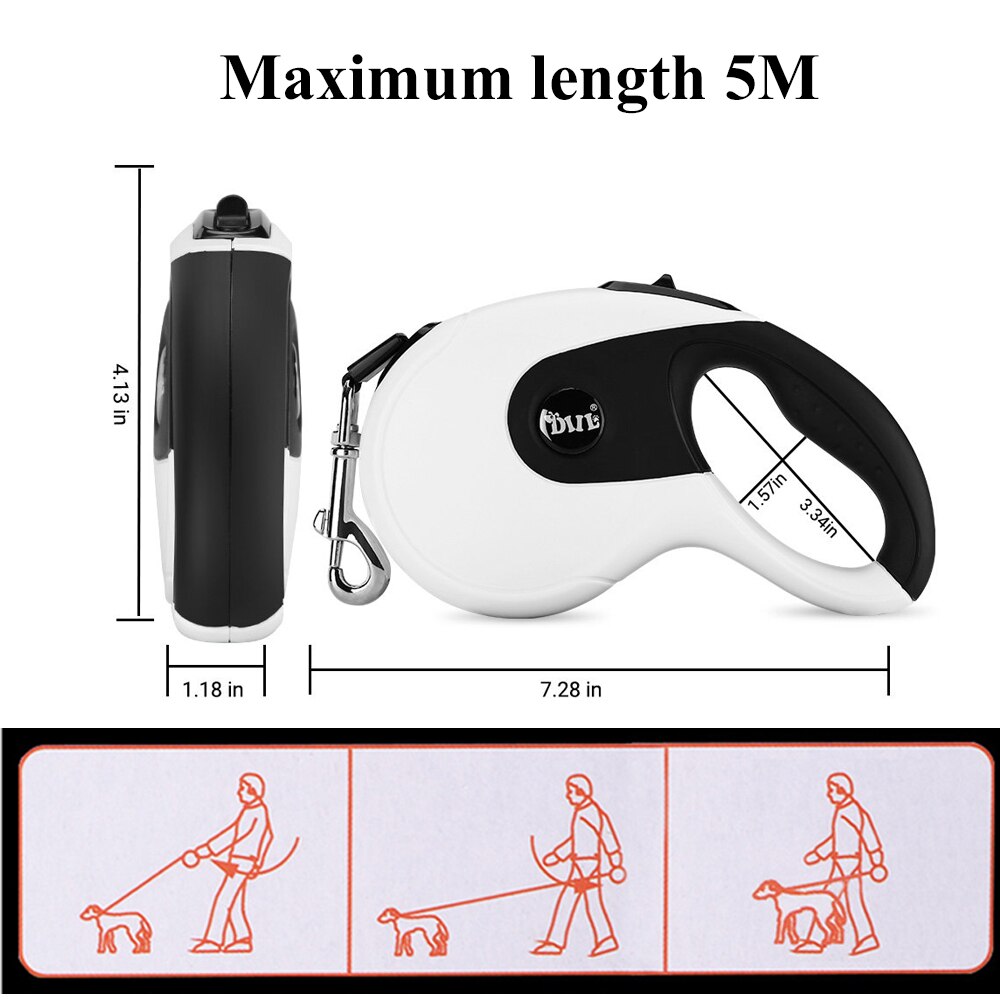 5M Automatic Retractable Nylon Dog Leash Outdoor Walking Pet Lead Rope