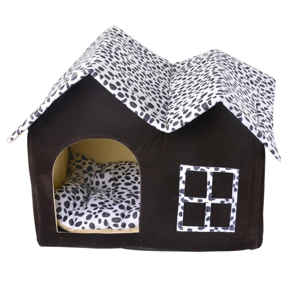 Warm Foldable Thick Cotton Dog House Soft Comfort Puppy Bed With Removable Cushion