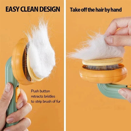 Self Cleaning Pumpkin Slicker Brush Pet Grooming Comb For Shedding And Massage