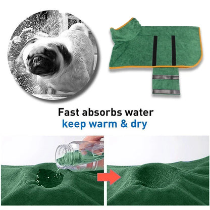 Microfiber Absorbent Dog Bathrobe Fast Drying Pet Coat Towel For Dogs And Cats