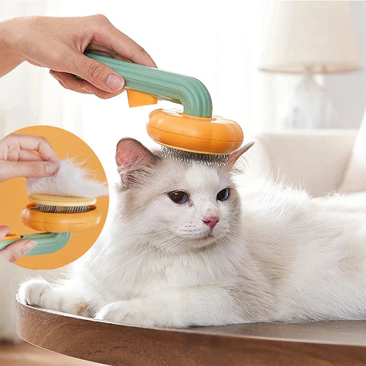 Self Cleaning Pumpkin Slicker Brush Pet Grooming Comb For Shedding And Massage