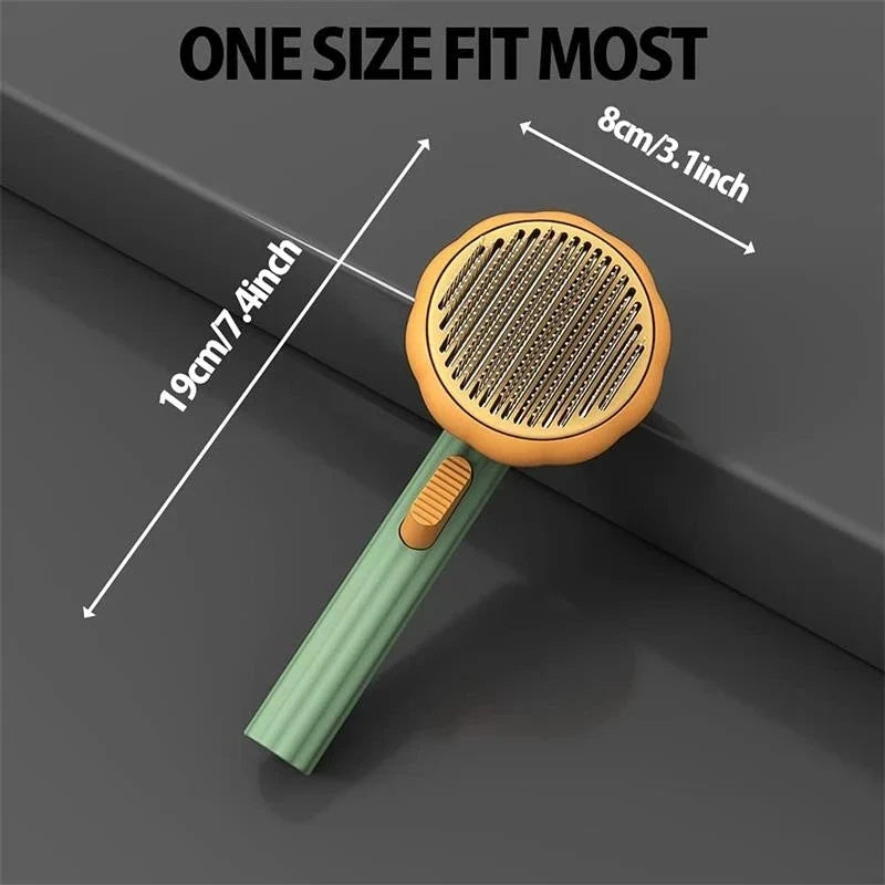 Self Cleaning Pumpkin Slicker Brush Pet Grooming Comb For Shedding And Massage