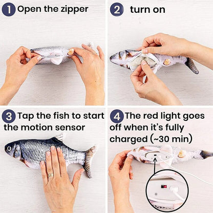 Interactive Fish Kicker Toy Electric Vibrating Play Toy For Indoor Cats Entertainment