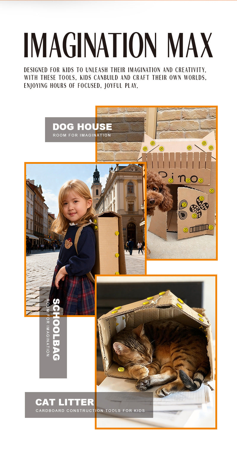 💰 Instant Discount ⏳Kids DIY Cardboard Cutting Tool Kit for Creative Building