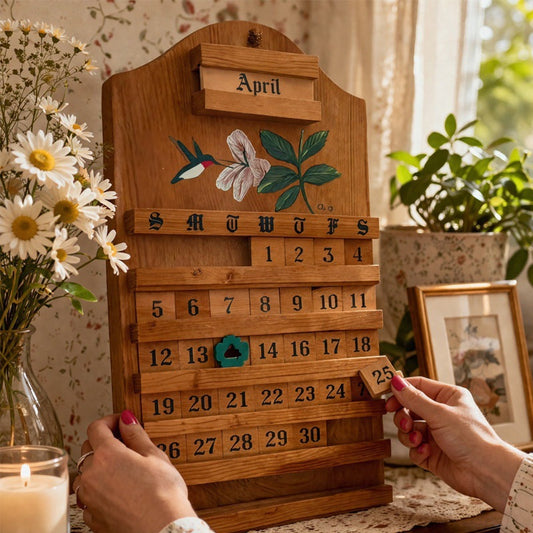 🎊 Special Blowout 🔥Wooden Perpetual Calendar – Elegant Desktop Decor🌸