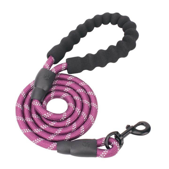 Heavy Duty Reflective Rope Dog Leash Padded Handle Rotatable Hook For All Dog Sizes