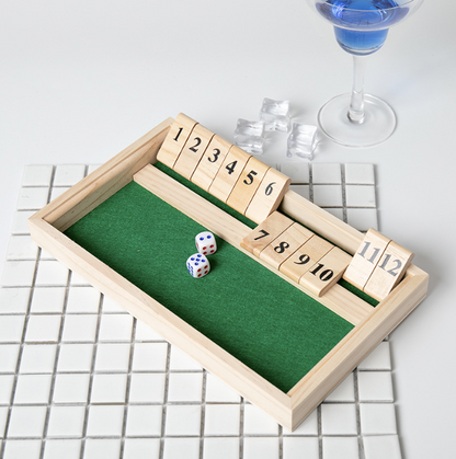 Wooden Board Game-Classic Family Board Game for 2-4 Players, Dice Rolling Math Game