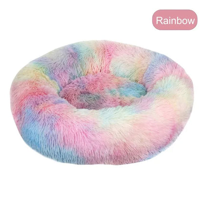 Super Soft Long Plush Round Pet Bed Warm Comfort Cushion For Small Medium Large Dogs