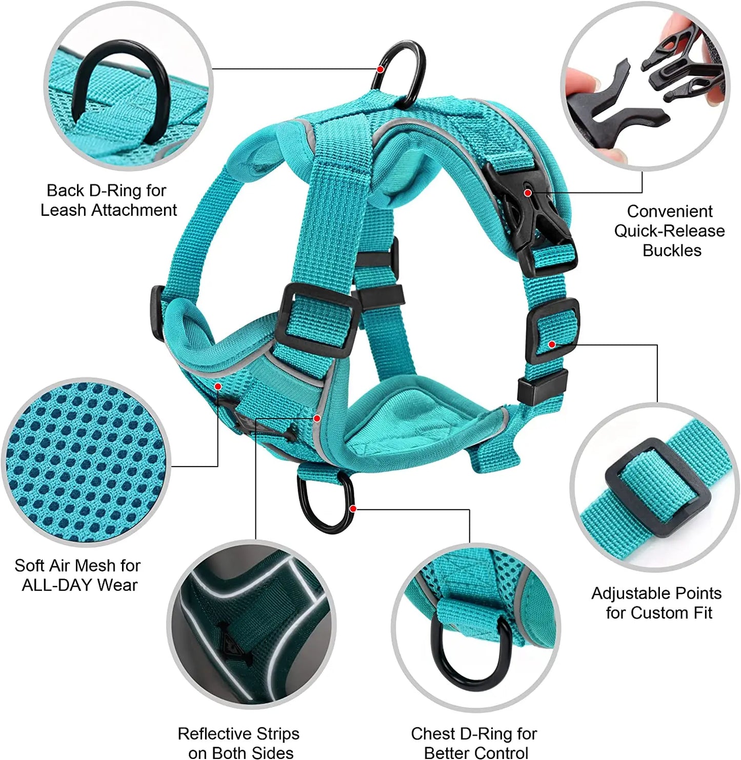 Reflective Breathable Adjustable Vest Harness And Leash Set For Puppies And Kittens