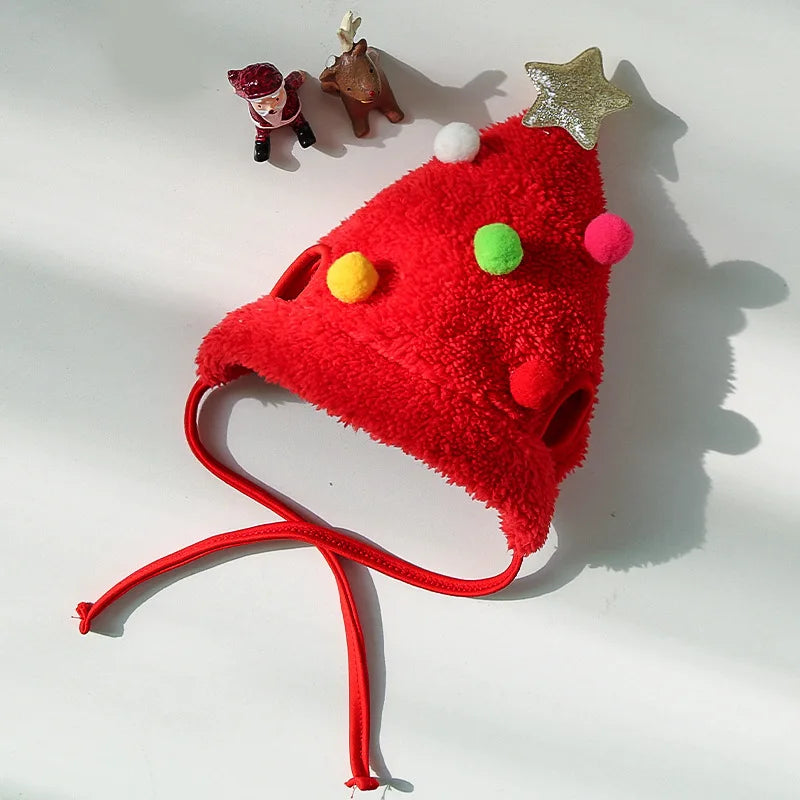 Cute Christmas Santa Pet Hat And Bib Cosplay Costume For Holiday Party