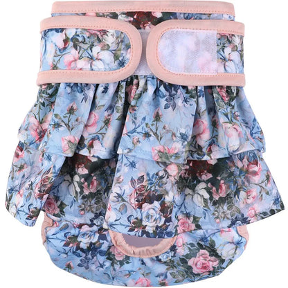 Thicken Reusable Washable Female Dog Diapers Adjustable Flower Pattern For Small Medium Dogs