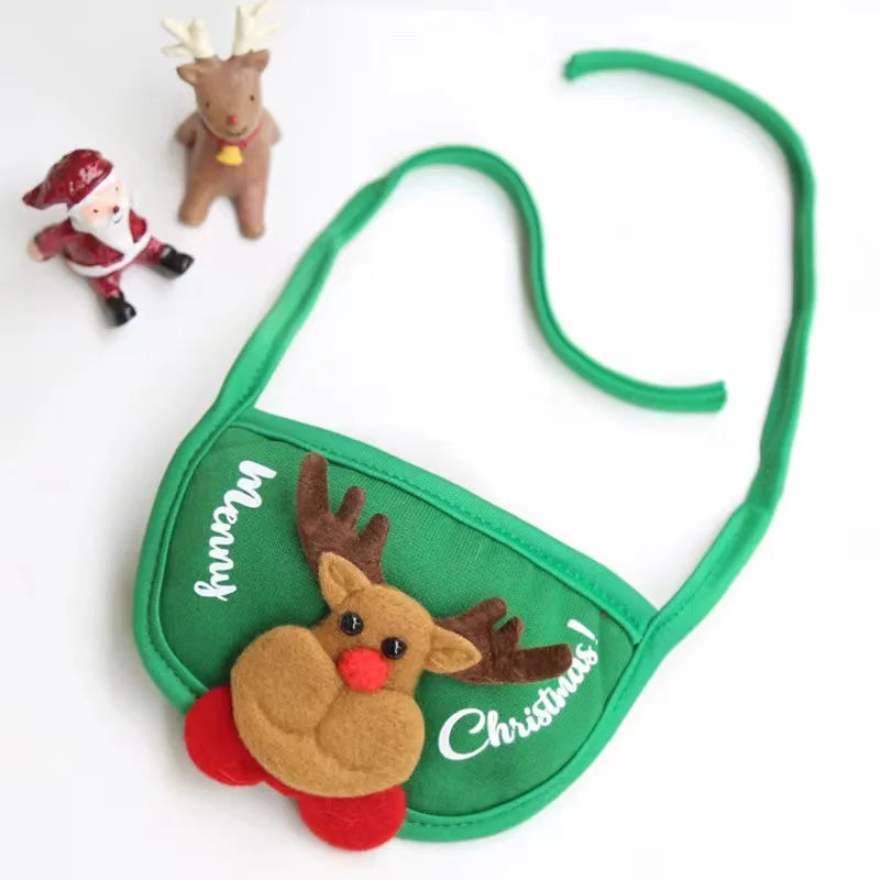 Cute Christmas Santa Pet Hat And Bib Cosplay Costume For Holiday Party