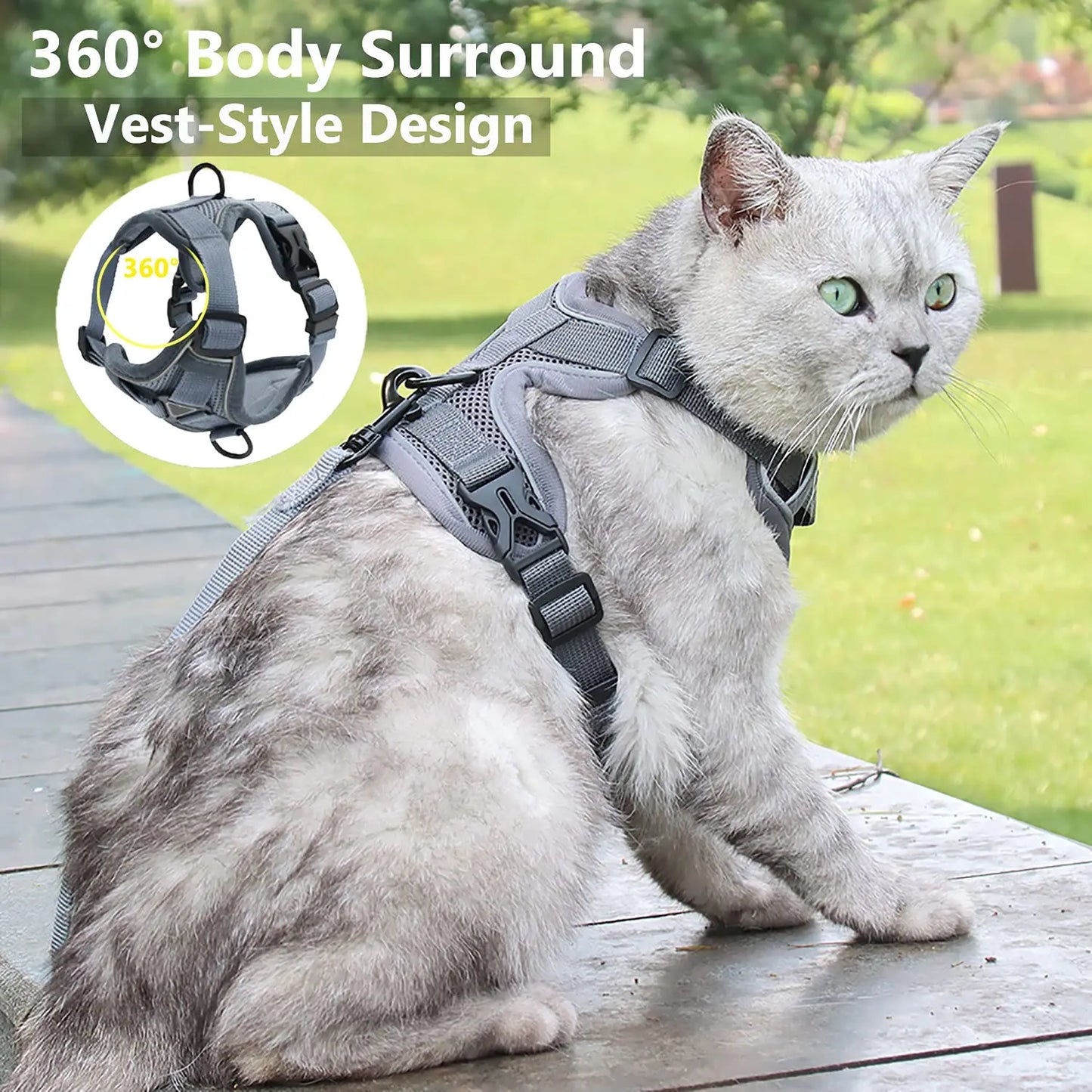 Reflective Breathable Adjustable Vest Harness And Leash Set For Puppies And Kittens