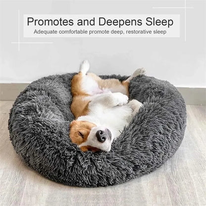 Super Soft Long Plush Round Pet Bed Warm Comfort Cushion For Small Medium Large Dogs