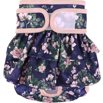 Thicken Reusable Washable Female Dog Diapers Adjustable Flower Pattern For Small Medium Dogs