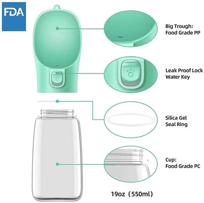 Leak Proof Portable Pet Travel Water Bottle Drinking Bowl Dispenser For Dogs Cats Outdoor Use