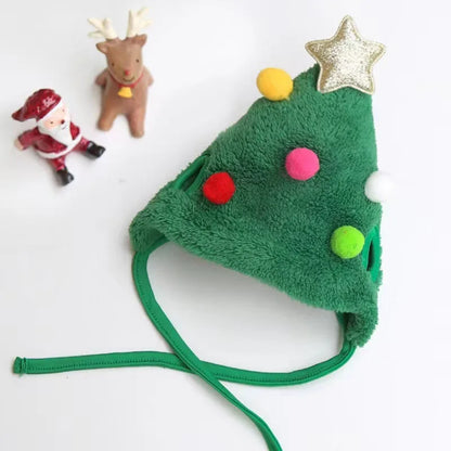 Cute Christmas Santa Pet Hat And Bib Cosplay Costume For Holiday Party