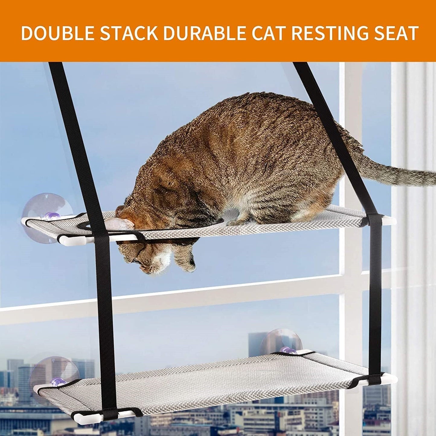 Double Layer Hanging Comfort Hammock Bed For Indoor Cats Resting And Napping