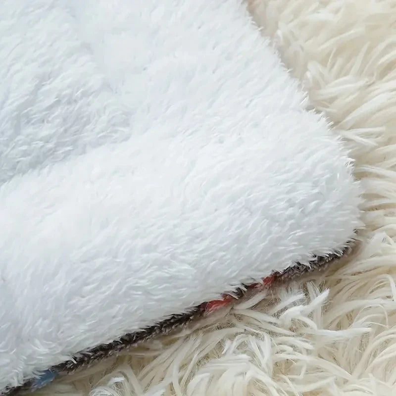 Soft Thick Fleece Bear Pattern Washable Pet Sleeping Mat Warm Bed Blanket For Dogs Cats