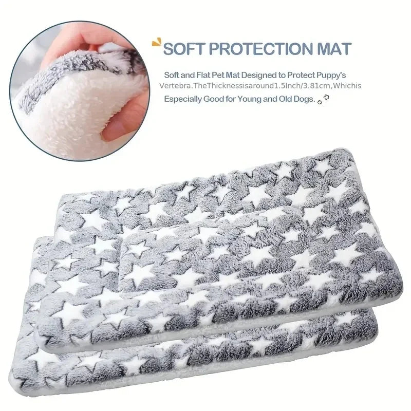 Soft Thick Fleece Bear Pattern Washable Pet Sleeping Mat Warm Bed Blanket For Dogs Cats