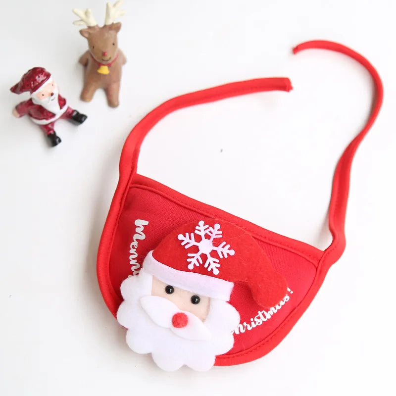 Cute Christmas Santa Pet Hat And Bib Cosplay Costume For Holiday Party