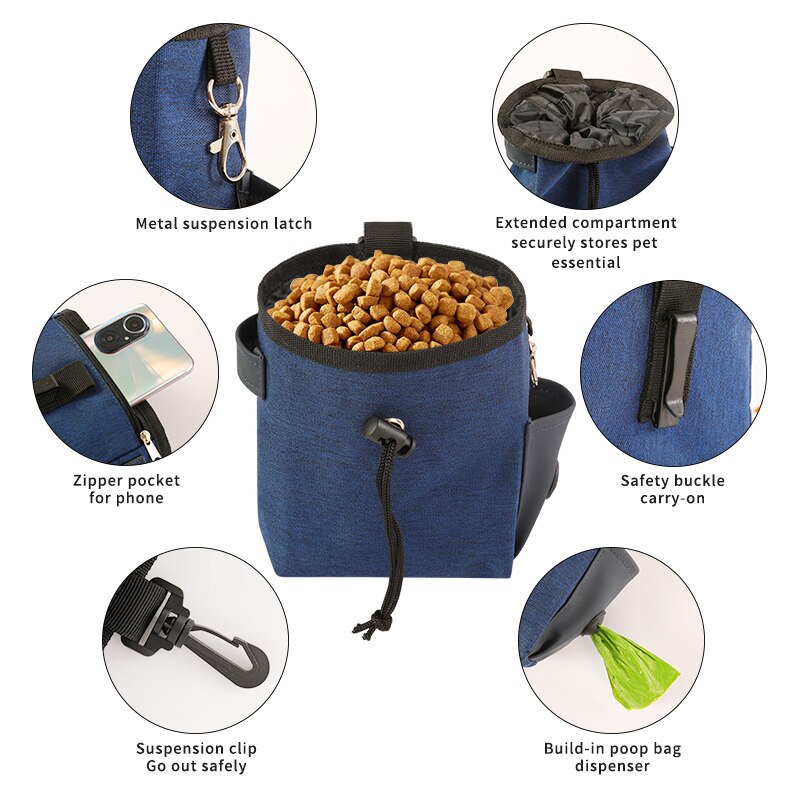 Portable Dog Treat Pouch Outdoor Training Storage Bag For Pet Walking Feeding