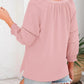 💥Last Day Special Sale 49% OFF👚Womens 3/4 Lantern Sleeve Casual V-Neck T-Shirts Pleated Loose Hollow-Out Blouse