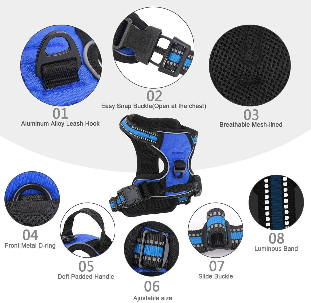 No Pull Adjustable Safety Dog Harness For Small Medium Large Breeds