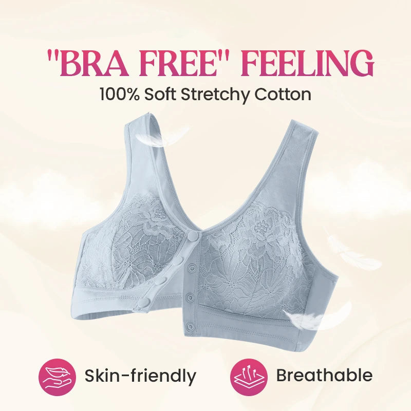 ⏳Hot Sale!!!🖤⏰Comfortable Wireless Front Closure Breathable Cotton Lifting Bra for Seniors