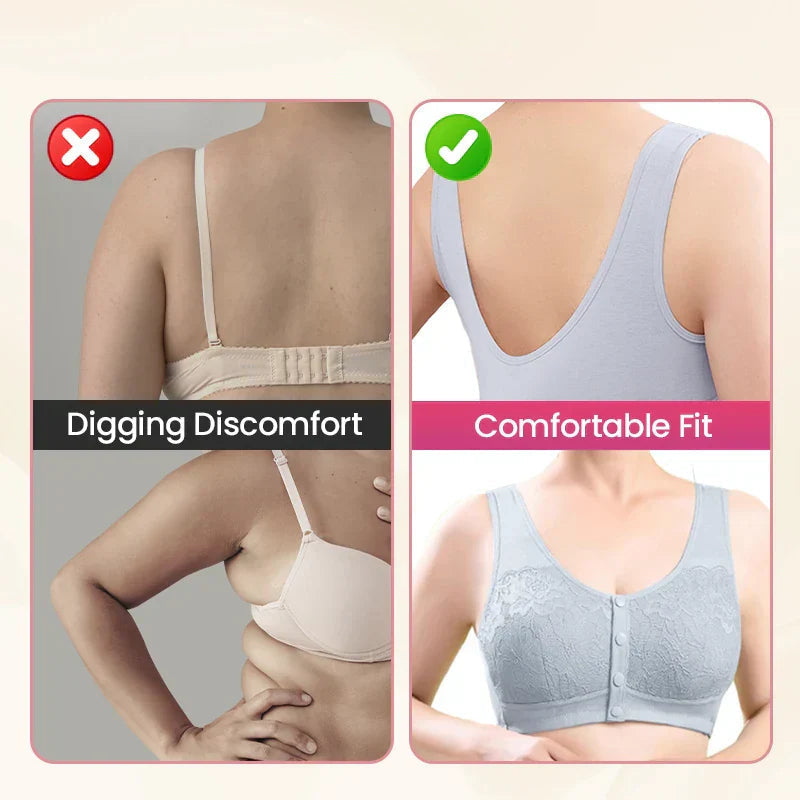 ⏳Hot Sale!!!🖤⏰Comfortable Wireless Front Closure Breathable Cotton Lifting Bra for Seniors