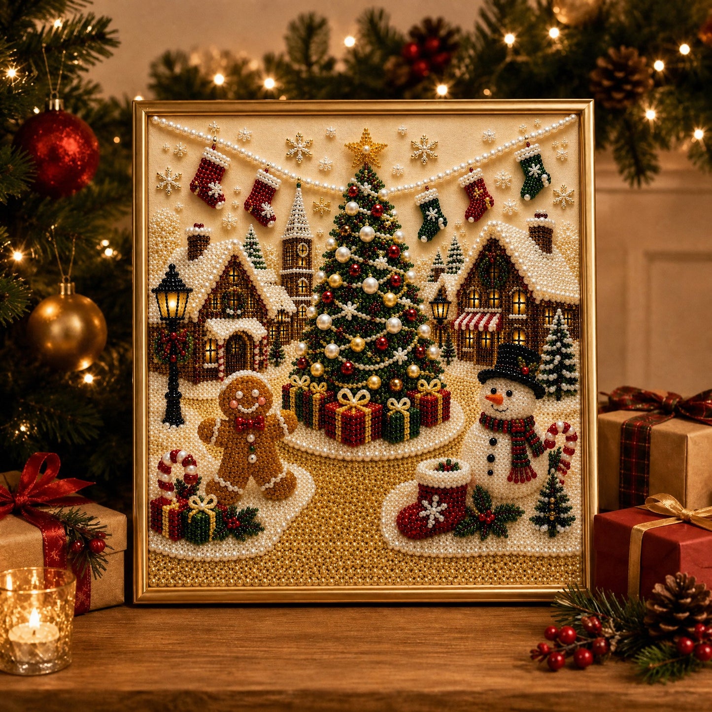 Premium 3D Pearl Christmas DIY Wall Art Kit