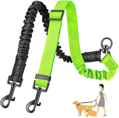 Adjustable Duo Dog Leash with Comfortable Bungee