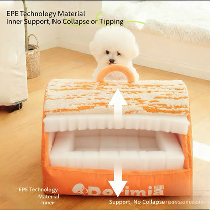 All-Season Enclosed Pet Bed - Removable and Washable