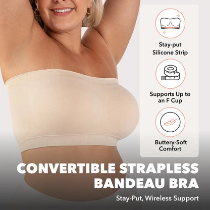 ⏳LAST DAY SALE !!🔥Aurelle™ No-Slip Convertible Bandeau – 3-Way Wear, Wire-Free & Trusted by 50K+ Women👙🇬🇧