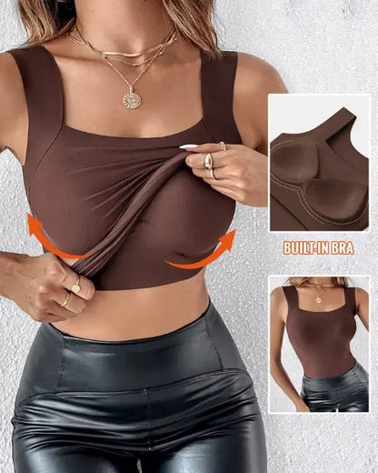 🏆Last Day Special Price💐Women's U Neck Tank Tops with Built-In Bra