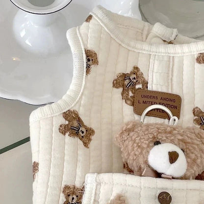 Bear Decor Fleece Dog Harness Vest