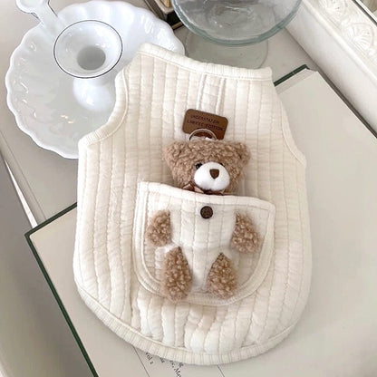Bear Decor Fleece Dog Harness Vest