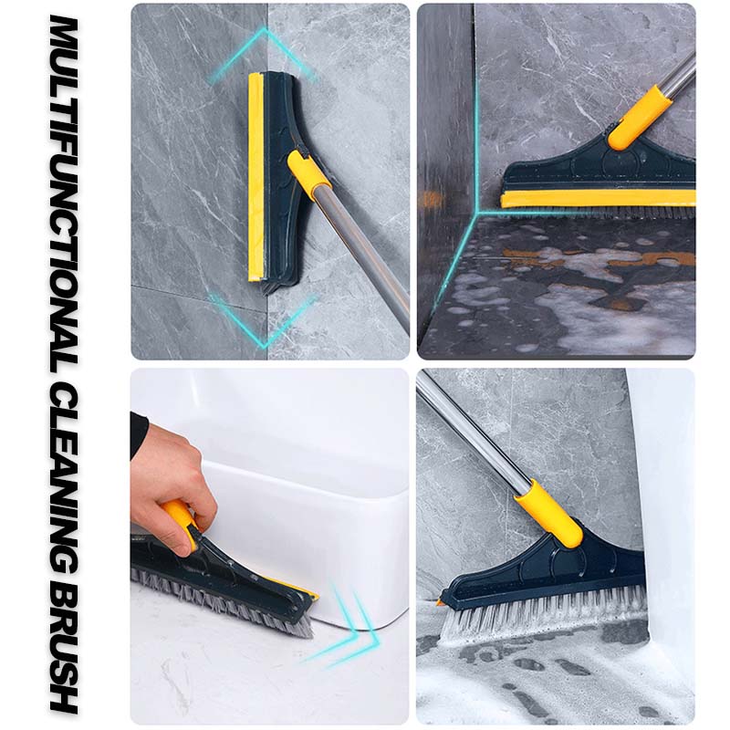 Voalsz Bodenschrubber, 3-in-1 Bodenschrubber mit 137 cm verstellbarem langem Griff und Schaber, robuste Bodenbürste mit steifen Borsten zum Reinigen von Dusche, Bad, Küche, Terrasse, Garage, Poolwänden und Terrassendielen, Orange&Weiß