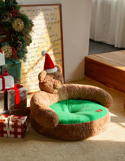 Christmas Bear Pet Bed: Cozy Holiday Comfort