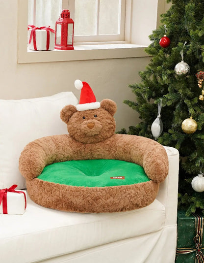 Christmas Bear Pet Bed: Cozy Holiday Comfort