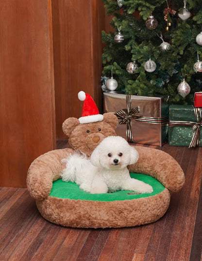 Christmas Bear Pet Bed: Cozy Holiday Comfort