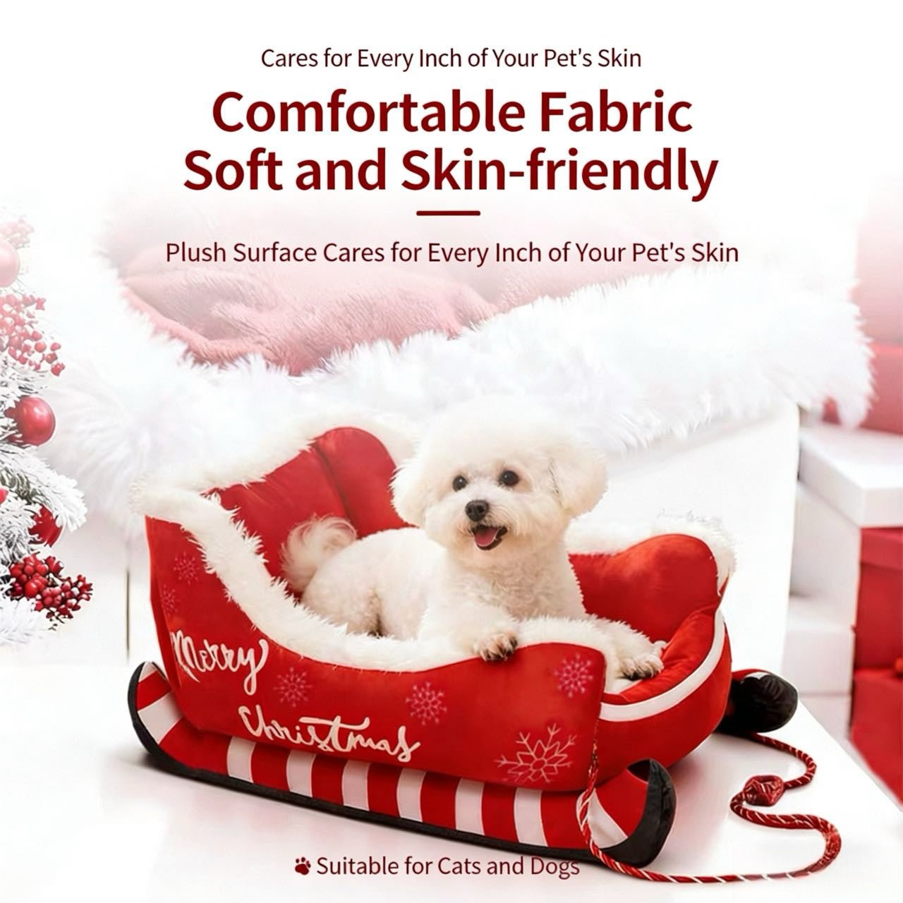 Christmas Sleigh Pet Bed — A Cozy Holiday Nest for Pets