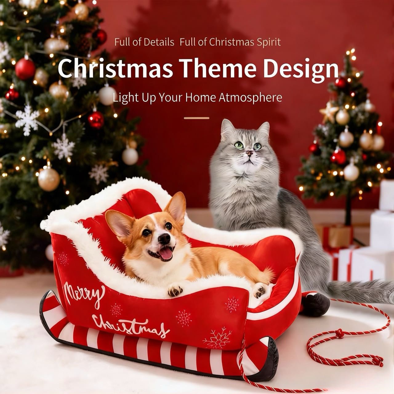 Christmas Sleigh Pet Bed — A Cozy Holiday Nest for Pets