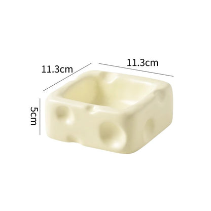 Cute Ceramic Pet Bowl with Cheese Shape